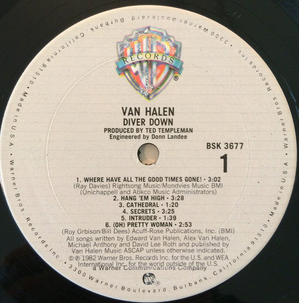 Van Halen : Diver Down (LP, Album, Club, Pit)