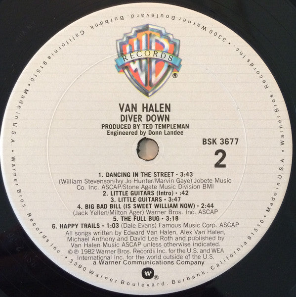 Van Halen : Diver Down (LP, Album, Club, Pit)