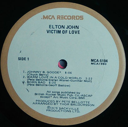 Elton John : Victim Of Love (LP, Album, Bla)