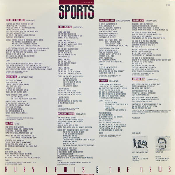 Huey Lewis & The News : Sports (LP, Album, Car)