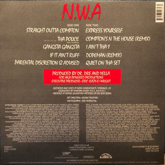 N.W.A* : Straight Outta Compton (LP, Album, RE)