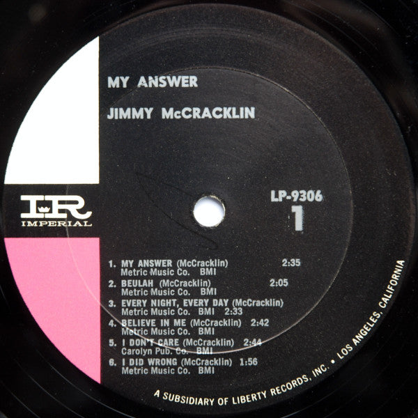 Jimmy McCracklin : My Answer (LP, Album, Mono)