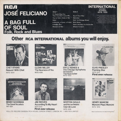 José Feliciano : A Bag Full Of Soul (Folk, Rock And Blues) (LP, Album)