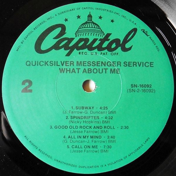 Quicksilver* : What About Me (LP, Album, RE, Jac)