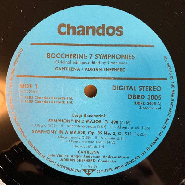 Boccherini*, Cantilena, Adrian Shepherd : Seven Symphonies (Box + 3xLP)