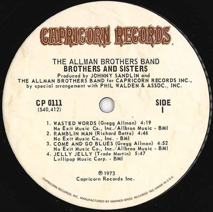 The Allman Brothers Band : Brothers And Sisters (LP, Album, M/Print, Pit)