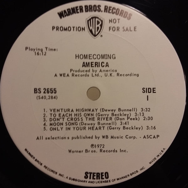 America (2) : Homecoming (LP, Album, Promo, Tri)