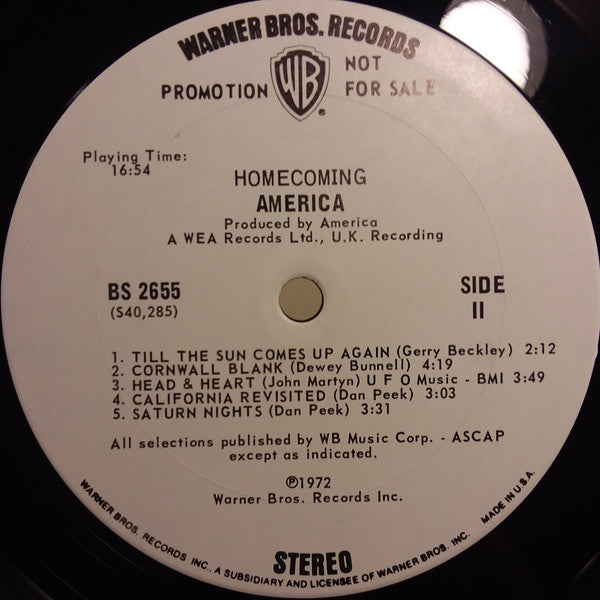 America (2) : Homecoming (LP, Album, Promo, Tri)