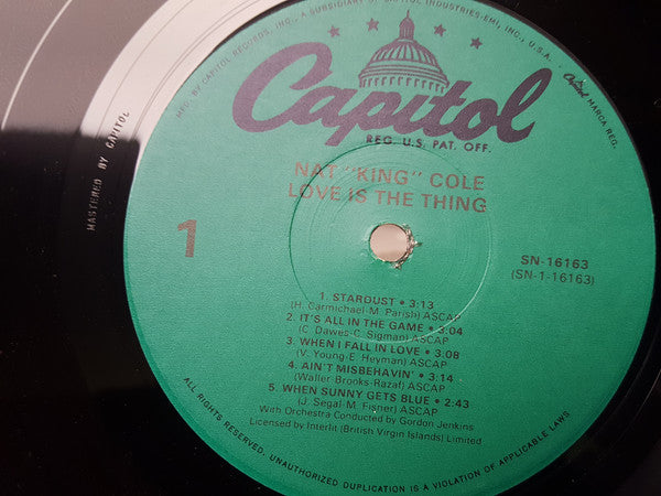 Nat "King" Cole* : Love Is The Thing (LP, Album, RE)