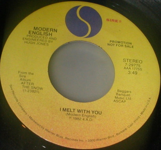 Modern English : I Melt With You (7", Promo)