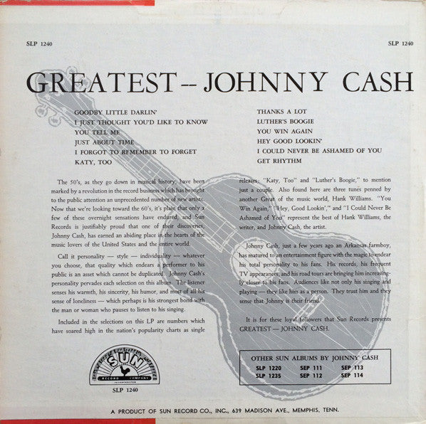 Johnny Cash : Greatest! (LP, Album, Mono)