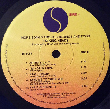 Talking Heads : More Songs About Buildings And Food (LP, Album, RE, RM, 180)