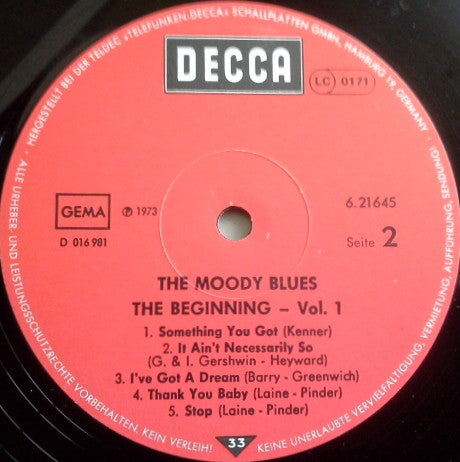The Moody Blues : The Beginning Vol. 1 (LP, Comp, RE)