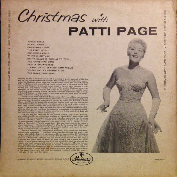 Patti Page : Christmas With Patti Page (LP, Mono, RE, Ind)