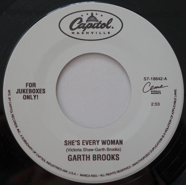 Garth Brooks : She's Every Woman / The Cowboy Song (7", Single)