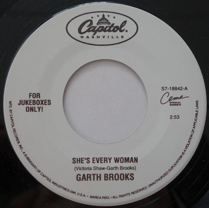 Garth Brooks : She's Every Woman / The Cowboy Song (7", Single)