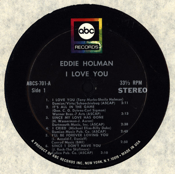 Eddie Holman : I Love You (LP, Album)