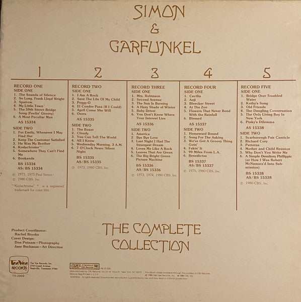 Simon & Garfunkel : The Complete Collection (Box + 5xLP, Comp, Ter)