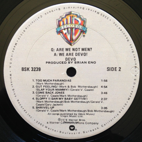 Devo : Q: Are We Not Men? A: We Are Devo! (LP, Album, Gol)