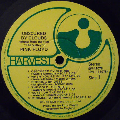 Pink Floyd : Obscured By Clouds (LP, Album, RE, Win)