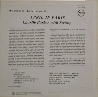Charlie Parker With Strings : April In Paris (LP, Comp, Mono, RE)
