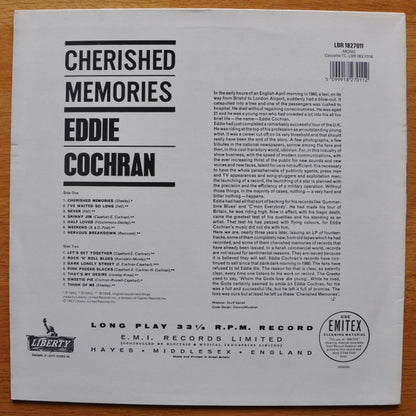 Eddie Cochran : Cherished Memories (LP, Album, Mono, RE)