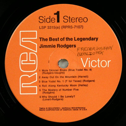 Jimmie Rodgers : The Best Of The Legendary Jimmie Rodgers (LP, Comp, RE, Ind)