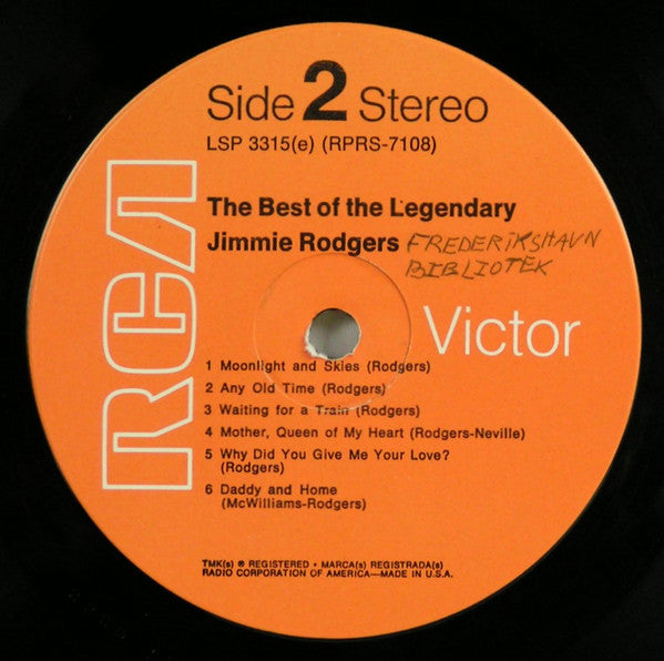 Jimmie Rodgers : The Best Of The Legendary Jimmie Rodgers (LP, Comp, RE, Ind)