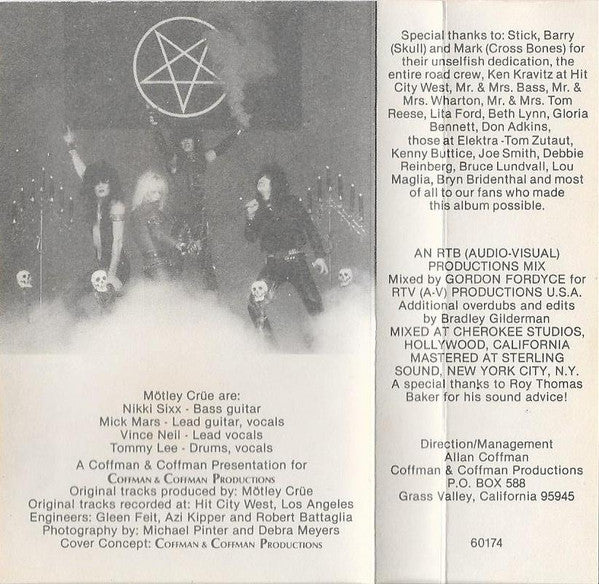Mötley Crüe : Too Fast For Love (Cass, Album)