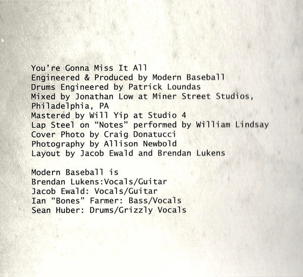 Modern Baseball : You're Gonna Miss It All (CD, Album)