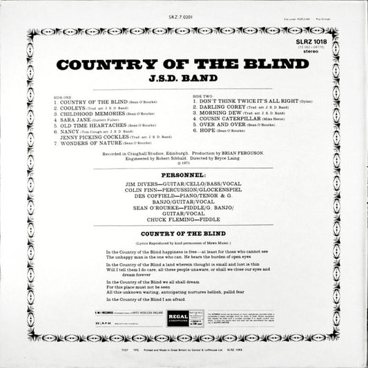 J.S.D. Band : Country Of The Blind (LP, Album)