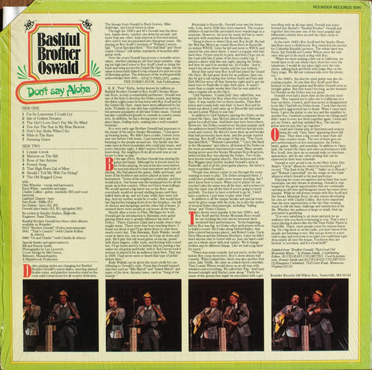 Bashful Brother Oswald : Don't Say Aloha (LP, Album)