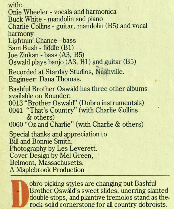 Bashful Brother Oswald : Don't Say Aloha (LP, Album)