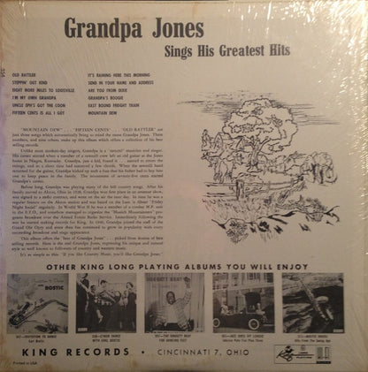 Grandpa Jones : Grandpa Jones Sings His Greatest Hits (LP, Comp)