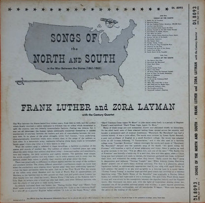 Frank Luther (2) And Zora Layman With The Century Quartet : Songs Of The North And South - In The War Between The States (1861-1865) (LP, Album, RE)