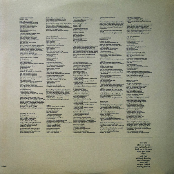 Carly Simon : Playing Possum (LP, Album, CSM)