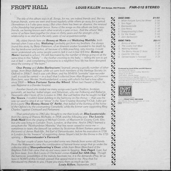 Louis Killen : Old Songs, Old Friends (LP)