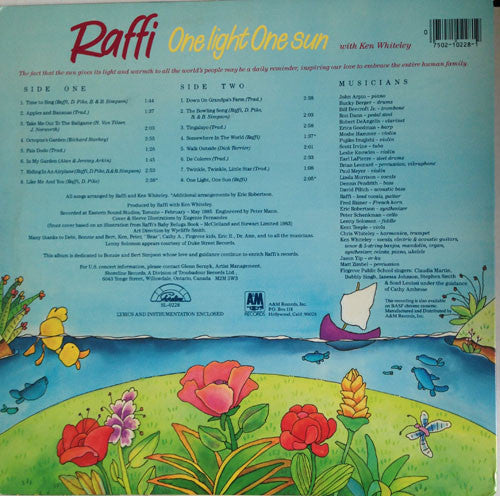Raffi (2) With Ken Whiteley : One Light One Sun (LP, Ind)