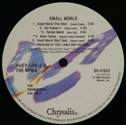 Huey Lewis & The News : Small World (LP, Album, Promo)