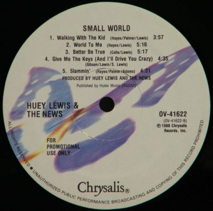 Huey Lewis & The News : Small World (LP, Album, Promo)