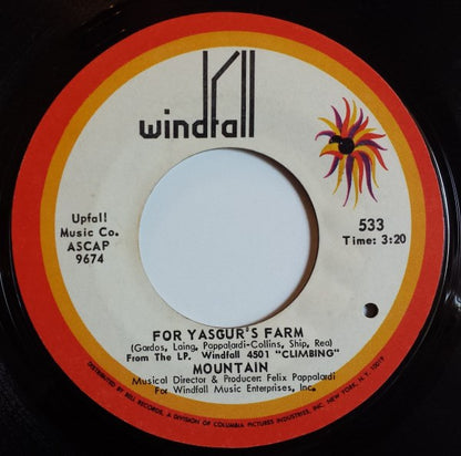 Mountain : For Yasgur's Farm (7", Single, Styrene)