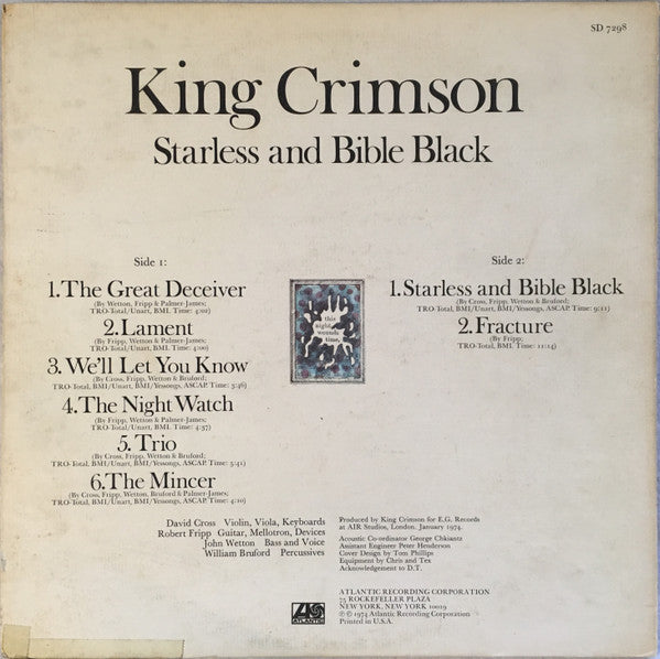 King Crimson : Starless And Bible Black (LP, Album, PRC)