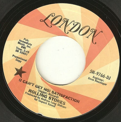The Rolling Stones : (I Can't Get No) Satisfaction (7", Single, Promo, RE)