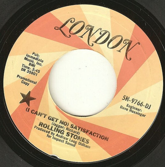 The Rolling Stones : (I Can't Get No) Satisfaction (7", Single, Promo, RE)