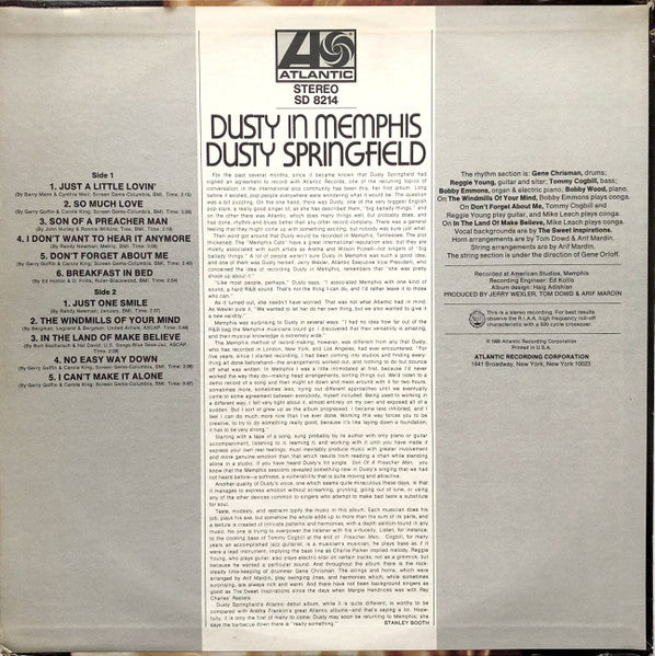 Dusty Springfield : Dusty In Memphis (LP, Album, CT )