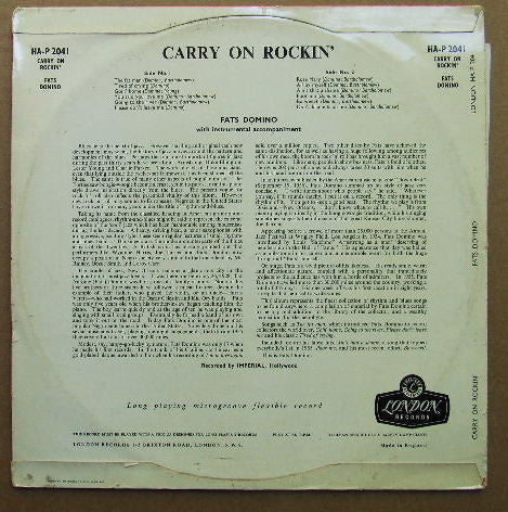 Fats Domino : Carry On Rockin' (LP, Album, Mono)