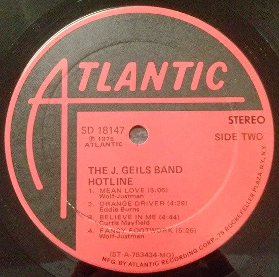The J. Geils Band : Hotline (LP, Album, Mon)