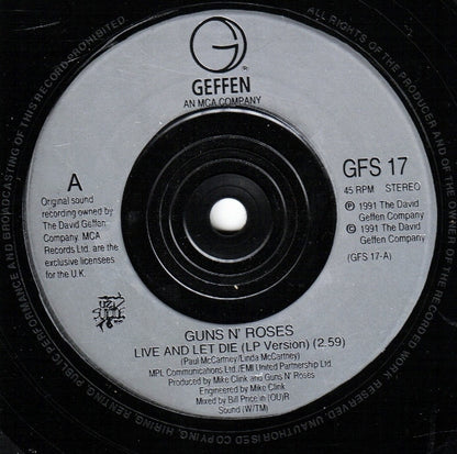 Guns N' Roses : Live And Let Die (7", Single, Sil)
