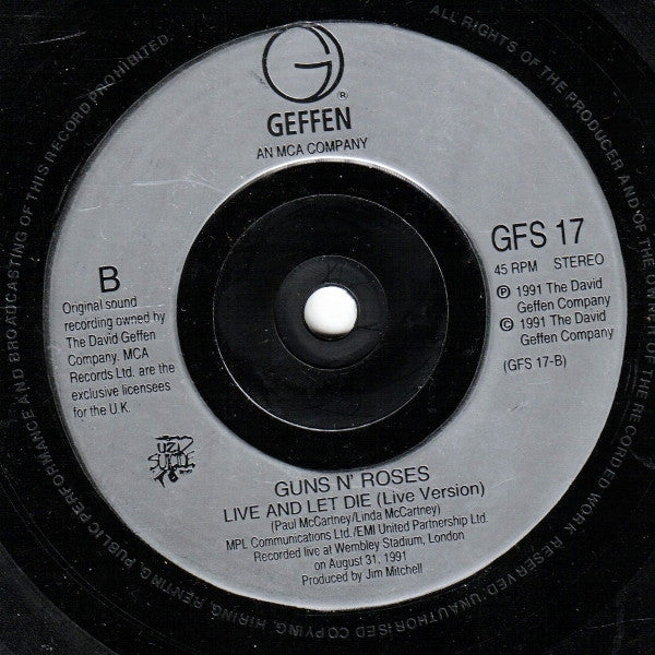 Guns N' Roses : Live And Let Die (7", Single, Sil)