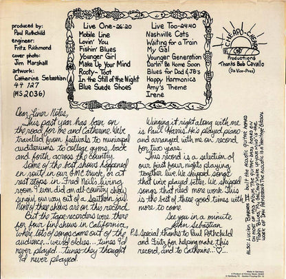 John Sebastian : Cheapo-Cheapo Productions Presents Real Live (LP, Album)